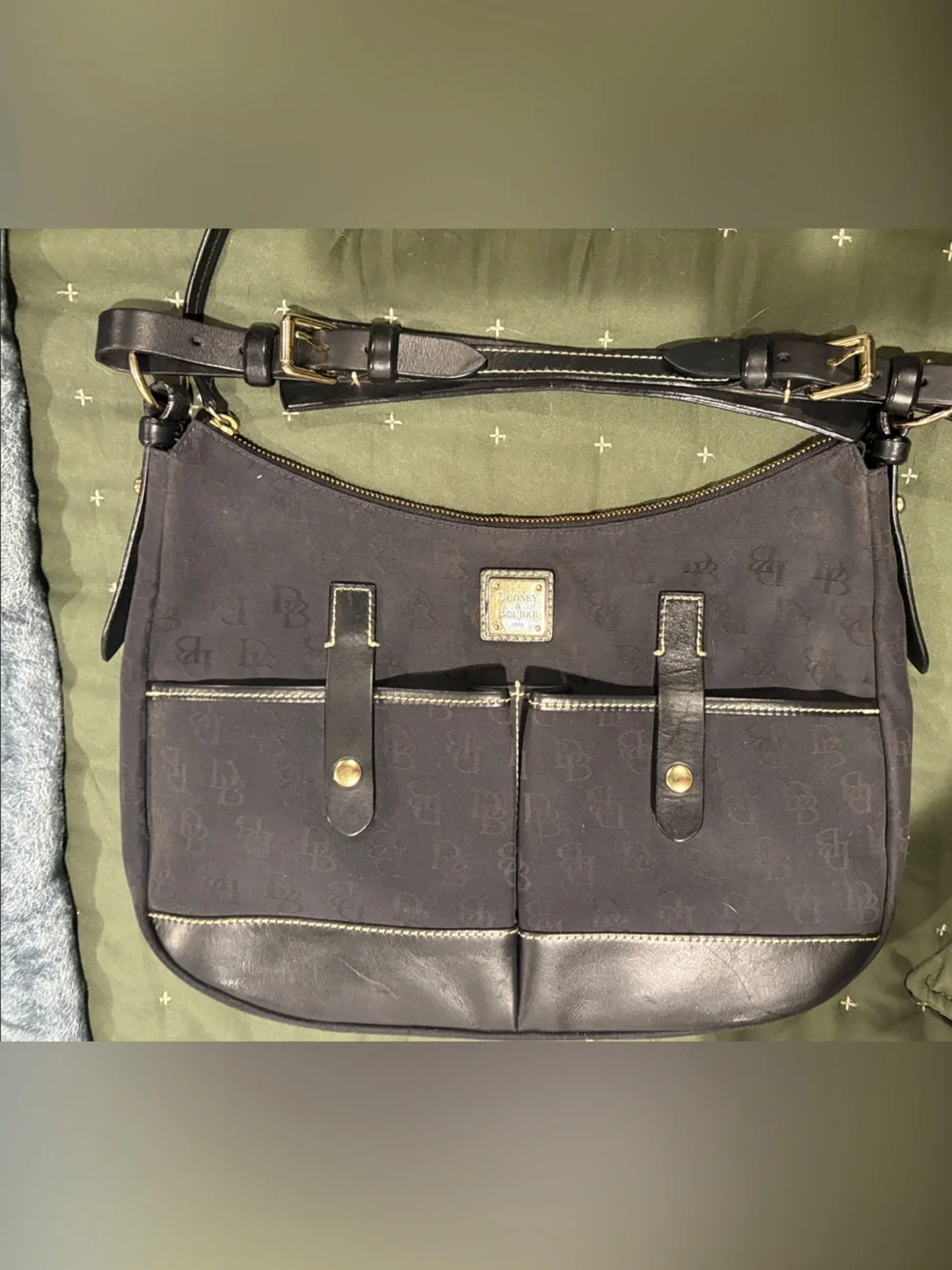 Dooney & Bourke Black Logo Hobo with Gold Hardware. Excellent condition!